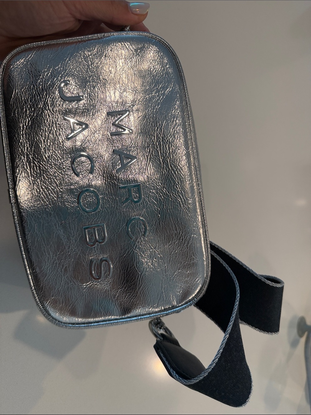 Marc Jacobs Silver Metallic Logo Crossbody Bag